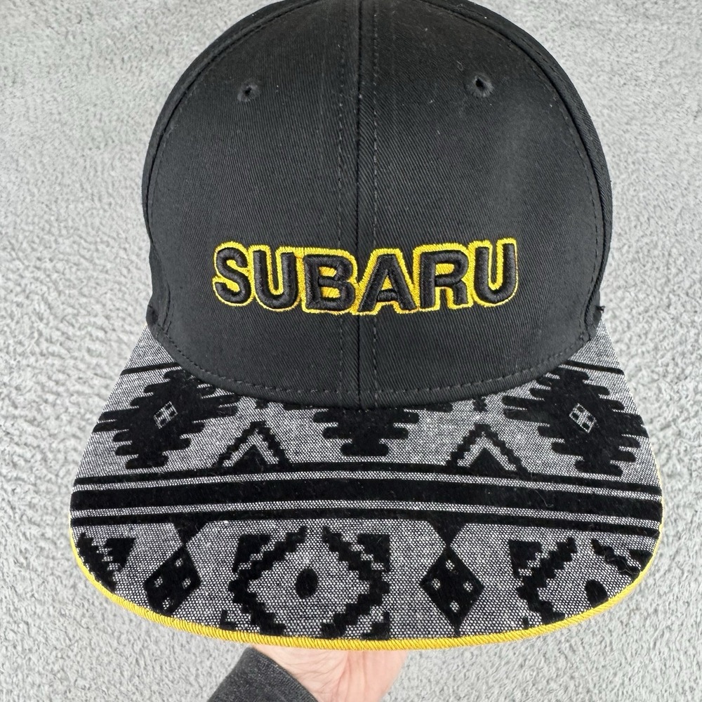 Subaru SnapBack Cap Streetwear Casual Skater Black Yellow‎ Geometric Hat